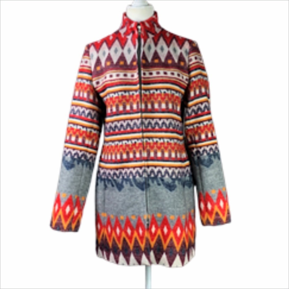 Altar'd State Coat Western Boho Wool Blend Long Line Tribal - Picture 2 of 12